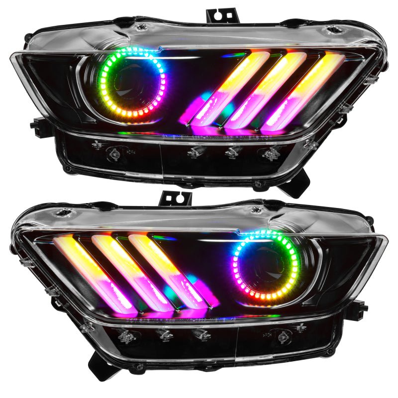 Oracle 15 - 17 Ford Mustang Dynamic RGB+A Pre - Assembled Headlights - Black Edition - SEE WARRANTY - JDMuscleShop the look 2orl8199-332