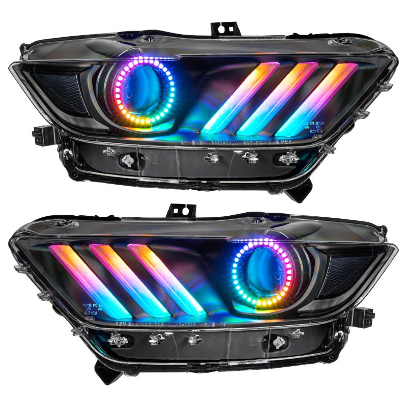 Oracle 15 - 17 Ford Mustang Dynamic RGB+A Pre - Assembled Headlights - Black Edition - SEE WARRANTY - JDMuscleShop the look 2orl8199-332