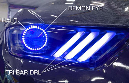 Oracle 15 - 17 Ford Mustang Dynamic RGB+A Pre - Assembled Headlights - Black Edition - SEE WARRANTY - JDMuscleShop the look 2orl8199-332