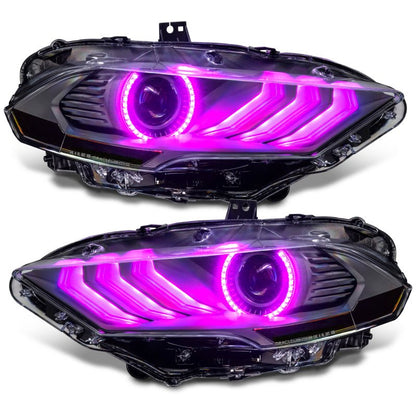 Oracle Lighting 18 - 23 Ford Mustang Dynamic ColorSHIFT LED Headlights - Black Series SEE WARRANTY - JDMuscleShop the look 2orl8204-332