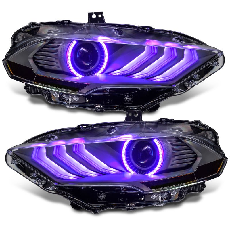 Oracle Lighting 18 - 23 Ford Mustang Dynamic ColorSHIFT LED Headlights - Black Series SEE WARRANTY - JDMuscleShop the look 2orl8204-332