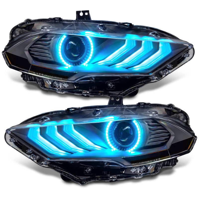 Oracle Lighting 18 - 23 Ford Mustang Dynamic ColorSHIFT LED Headlights - Black Series SEE WARRANTY - JDMuscleShop the look 2orl8204-332