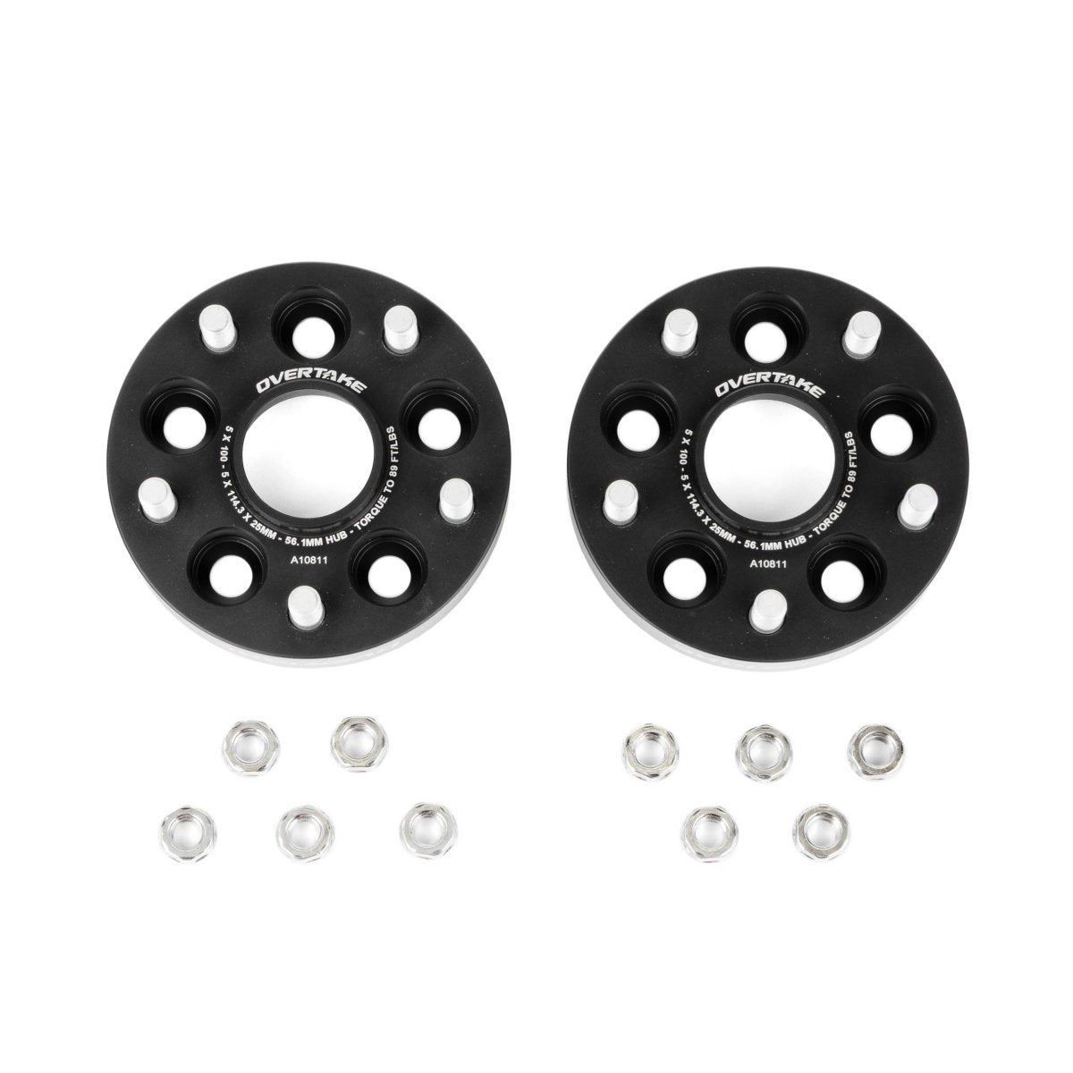 OVERTAKE Wheel Spacer Adapters - Pair - 25mm 5x100 to 5x114.3 - Subaru 2002 - 2014 WRX, 2004 STI, 2013 - 2026 BRZ/GR86, and more - JDMuscleExterior & BodyA10811