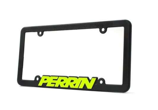 Perrin License Plate Frame Black w/ Neon Yellow Logo Universal | ASM-BDY-500NY