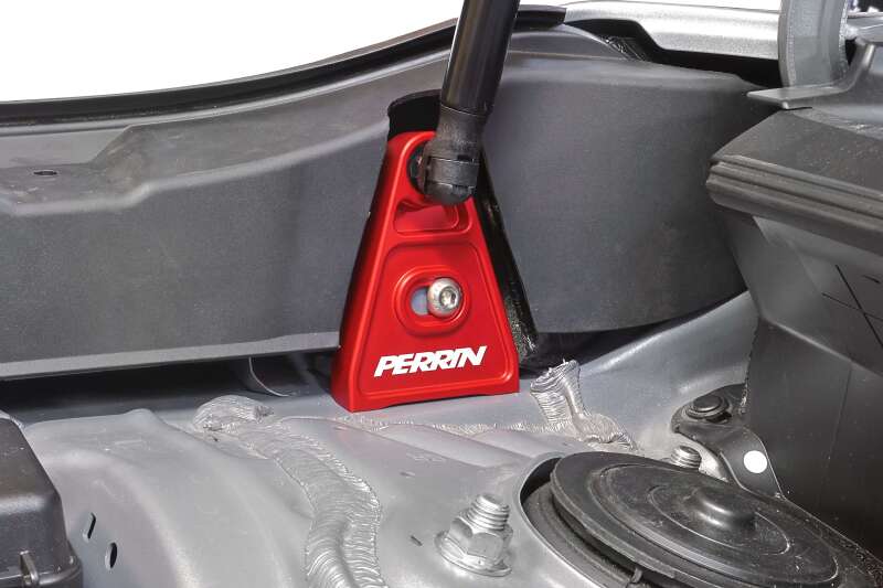 Perrin Performance [15-21 WRX/STI] High-Lift Hood Brackets - Red - JDMuscleHoodsperPSP-BDY-011RD