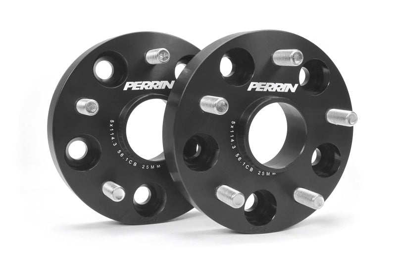 Perrin Performance Subaru 25mm Wheel Spacers 5x114.3 Bolt Pattern with 56mm Hub in Black [Universal] - JDMuscleWheel Spacers and AdaptersperPSP-WHL-025BK