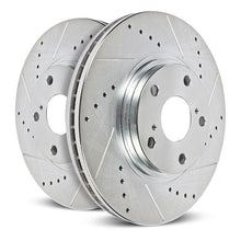 Power Stop 21 - 23 Ford Mustang Front Drilled & Slotted Rotors Pair - Enhanced Cooling and Performance | psbAR85220XPR - JDMuscleSPK829120