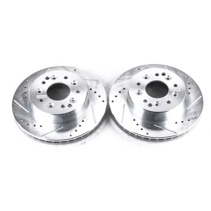 Power Stop 63 - 82 Chevrolet Corvette Rear Evolution Drilled & Slotted Rotors - Pair | psbAR8207XPR - JDMuscleSPK383460