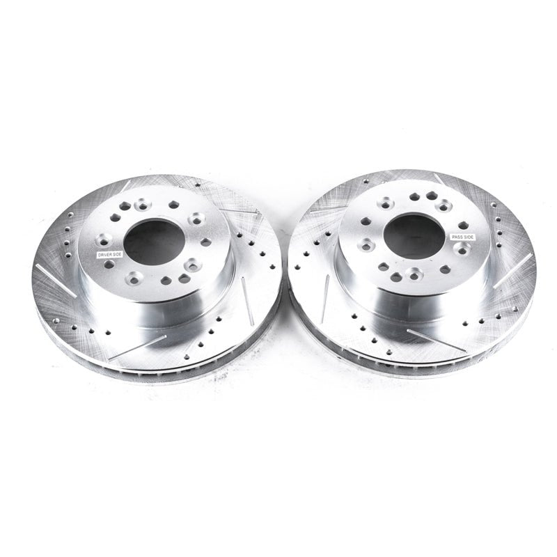 Power Stop 63 - 82 Chevrolet Corvette Rear Evolution Drilled & Slotted Rotors - Pair | psbAR8207XPR - JDMuscleSPK383460