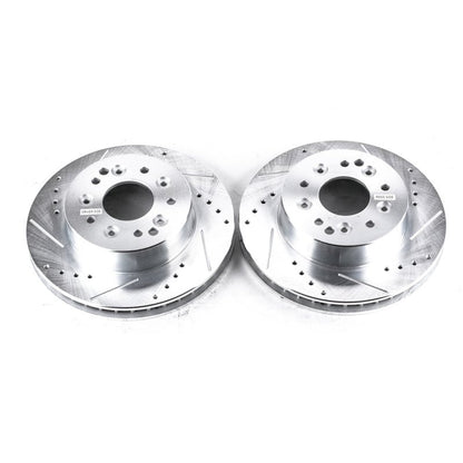 Power Stop 63 - 82 Chevrolet Corvette Rear Evolution Drilled & Slotted Rotors - Pair | psbAR8207XPR - JDMuscleSPK383460