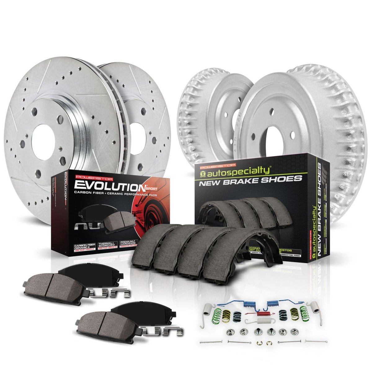 PowerStop [06-10 Civic] Z23 Evolution Sport Front and Rear Brake Kit - Silver - JDMuscleBrake KitspsbK15241DK