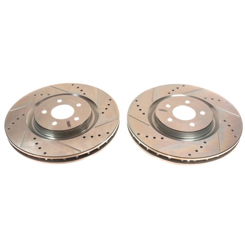 PowerStop 07 - 14 Ford Mustang Front Evolution Drilled & Slotted Rotors - Pair | psbAR8184XPR - JDMuscleSPK389898