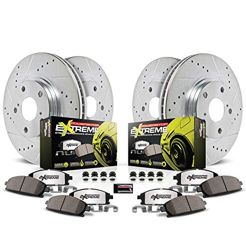 PowerStop [14-17 Infiniti Q50] Z26 Street Warrior Front and Rear Brake Kit - Drilled and Slotted, Zinc-Plated - JDMuscleBrake KitspsbK6943-26