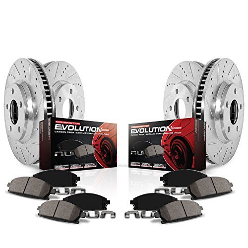 PowerStop [17-19 Civic] Front and Rear Z23 Evolution Sport Brake Kit - Drilled and Slotted Rotors, Carbon-Fiber Ceramic Pads - JDMuscleBrake KitspsbK7870