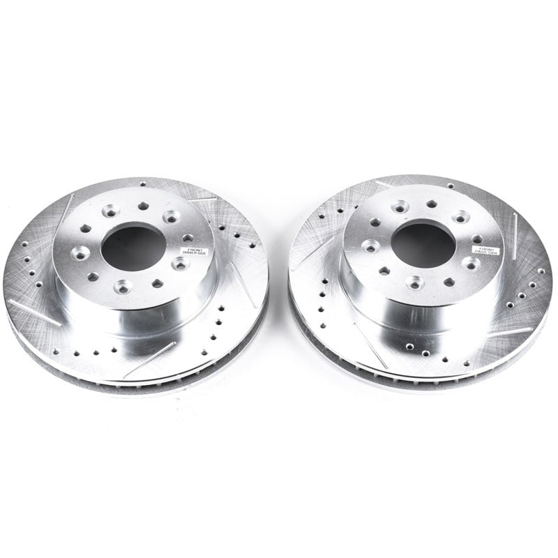 PowerStop 63 - 82 Chevrolet Corvette Front Evolution Drilled & Slotted Rotors - Pair | psbAR8210XPR - JDMuscleSPK382047