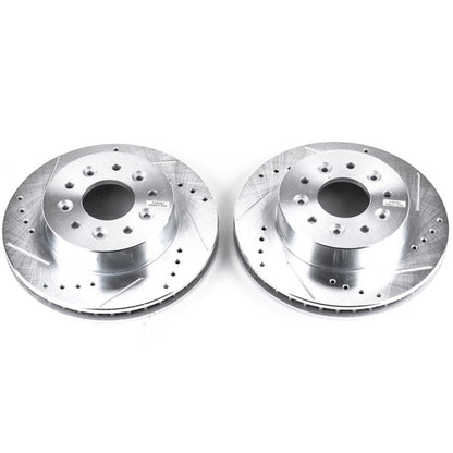 PowerStop 63 - 82 Chevrolet Corvette Front Evolution Drilled & Slotted Rotors - Pair | psbAR8210XPR - JDMuscleSPK382047