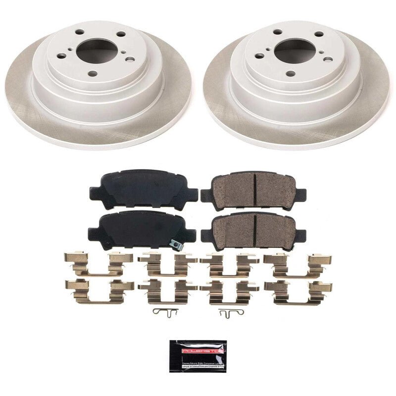 PowerStop 98 - 03 Subaru Impreza Rear Semi - Coated Rotor Brake Kit - Z17 Evolution Plus Ceramic Brake Pads & Hardware - JDMuscleSPK758310