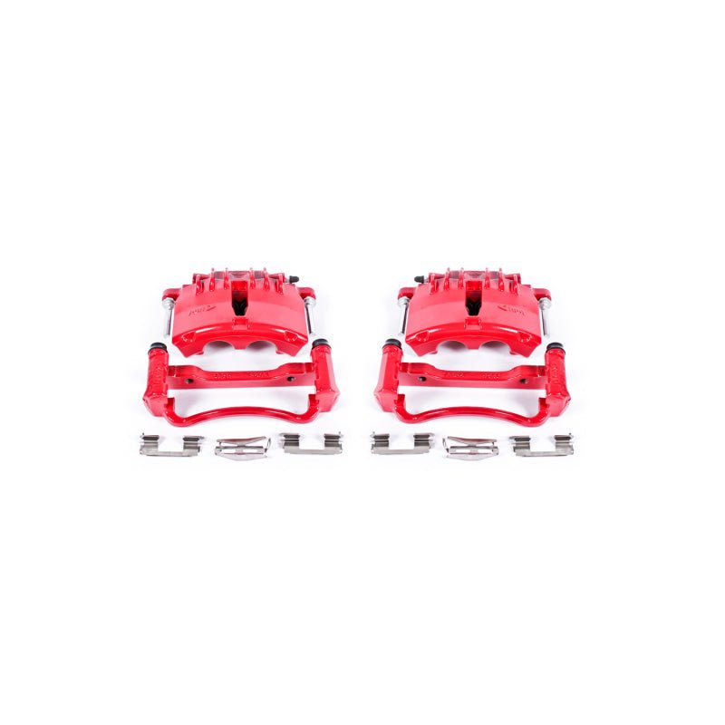 PowerStop 99 - 02 Ford Mustang Front Red Powder Coated Brake Calipers with Brackets – Pair | psbS4722 - JDMuscleSPK379036