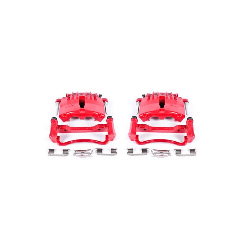 PowerStop 99 - 02 Ford Mustang Front Red Powder Coated Brake Calipers with Brackets – Pair | psbS4722 - JDMuscleSPK379036