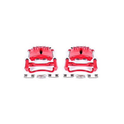 PowerStop 99 - 02 Ford Mustang Front Red Powder Coated Brake Calipers with Brackets – Pair | psbS4722 - JDMuscleSPK379036