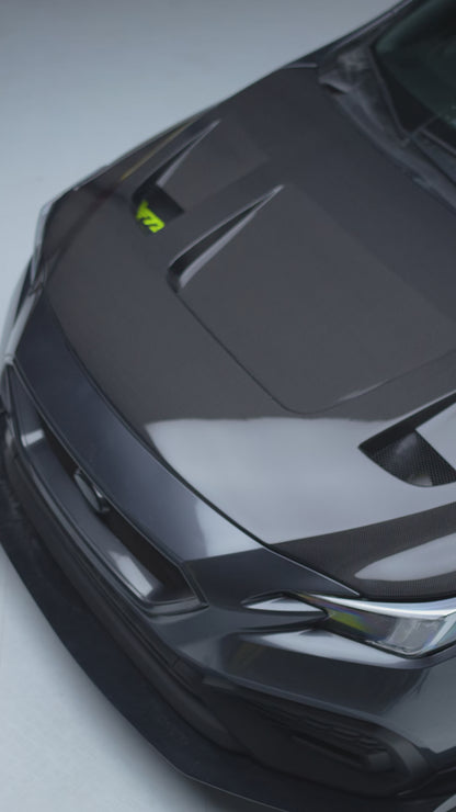 JDMuscle [22-25 WRX w/ FMIC] Carbon Fiber Scoopless Hood V1