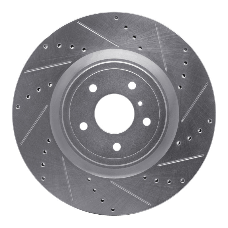 R1 Concepts [10-10 FX50][10-10 G37][10-10 370Z][11-11 M37][11-11 M56] Front Right Drilled and Slotted Brake Rotor - Silver - JDMuscleBrake Rotorsrnc631-68012R