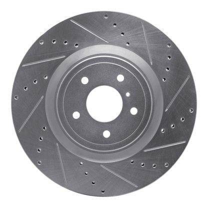 R1 Concepts [10-10 FX50][10-10 G37][10-10 370Z][11-11 M37][11-11 M56] Front Right Drilled and Slotted Brake Rotor - Silver - JDMuscleBrake Rotorsrnc631-68012R