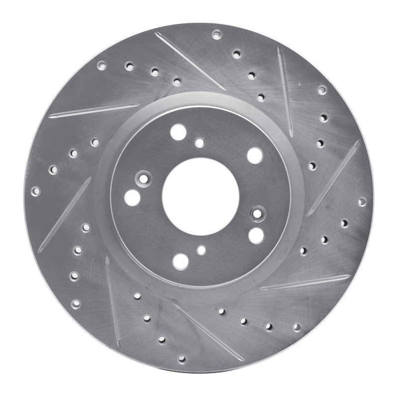 R1 Concepts [10-15 Civic] [13-15 ILX] [02-02 RSX] Front Right Drilled and Slotted Brake Rotor - Silver - JDMuscleBrake Rotorsrnc631-59045R