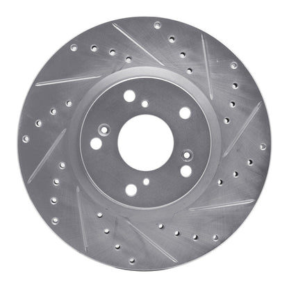 R1 Concepts [10-15 Civic] [13-15 ILX] [02-02 RSX] Front Right Drilled and Slotted Brake Rotor - Silver - JDMuscleBrake Rotorsrnc631-59045R