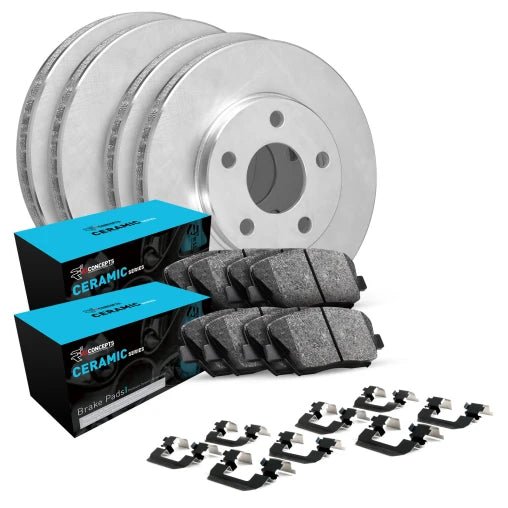 R1 Concepts [15-21 WRX] eLINE Series Front and Rear Brake Kit with Ceramic Pads - Black Finish - JDMuscleBrake KitsrncWFWH2-13036