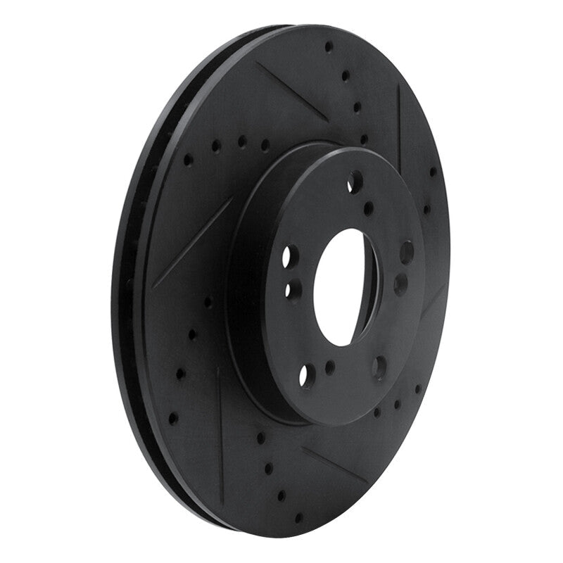 R1 Concepts [98-02 Accord] Front Right Drilled and Slotted Brake Rotor - Black - JDMuscleBrake Rotorsrnc633-59042R