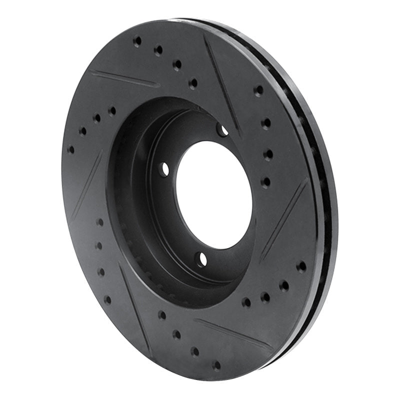 R1 Concepts Front Left Drilled & Slotted Black Brake Rotor for 1984 - 1987 Toyota Cressida | rncECB - 76024L - JDMuscleSPK983671