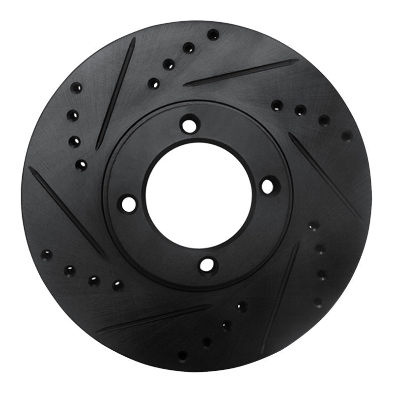 R1 Concepts Front Left Drilled & Slotted Black Brake Rotor for 1986 - 1989 Toyota Van | rncECB - 76103L - JDMuscleSPK983715