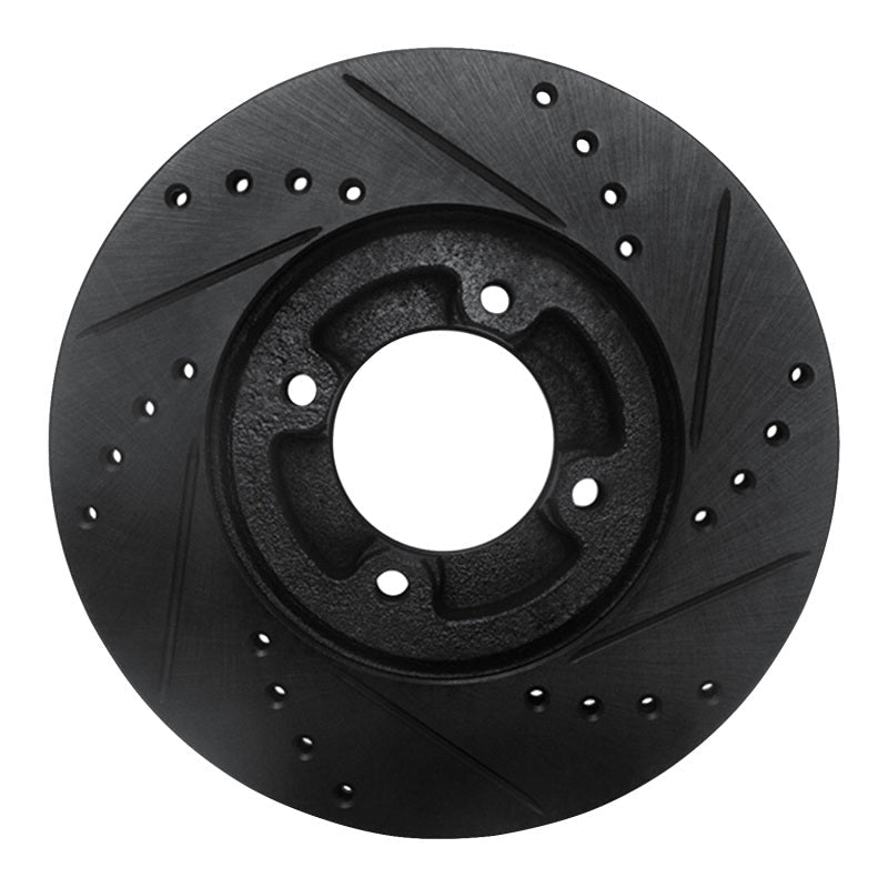 R1 Concepts Front Left Drilled & Slotted Black Brake Rotor for 1986 - 1989 Toyota Van | rncECB - 76103L - JDMuscleSPK983715