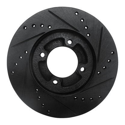 R1 Concepts Front Left Drilled & Slotted Black Brake Rotor for 1986 - 1989 Toyota Van | rncECB - 76103L - JDMuscleSPK983715