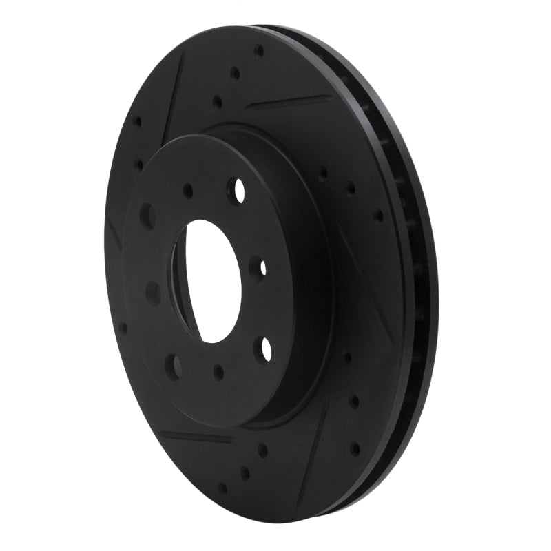 R1 Concepts Front Left Drilled & Slotted Black Brake Rotor for 1992 - 1996 Honda Prelude | rncECB - 59021L - JDMuscleSPK975899