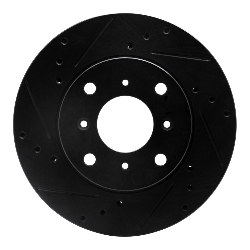 R1 Concepts Front Left Drilled & Slotted Black Brake Rotor for 1992 - 1996 Honda Prelude | rncECB - 59021L - JDMuscleSPK975899