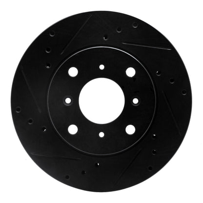 R1 Concepts Front Left Drilled & Slotted Black Brake Rotor for 1992 - 1996 Honda Prelude | rncECB - 59021L - JDMuscleSPK975899