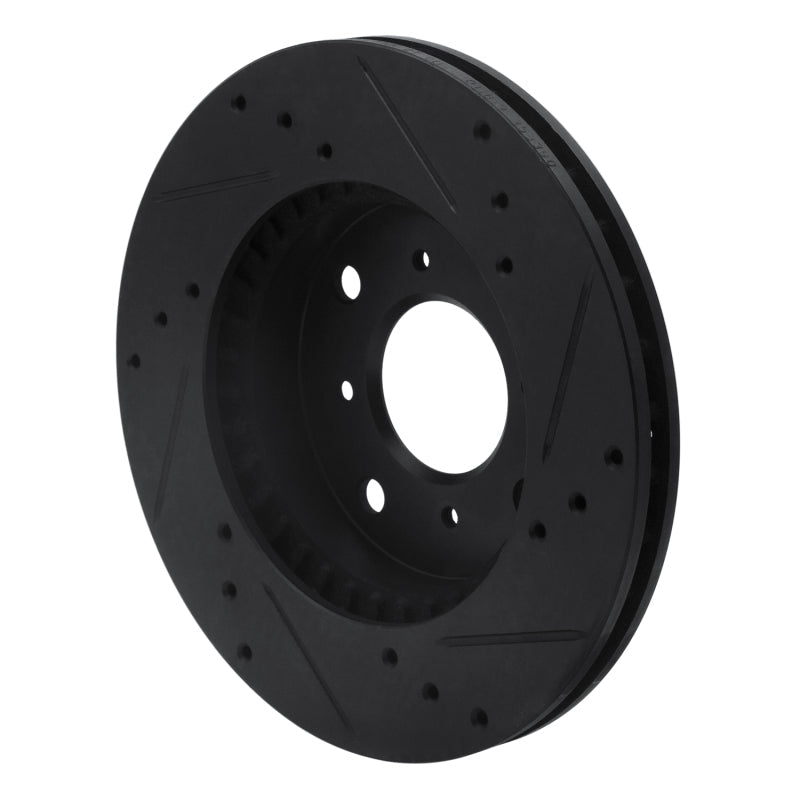R1 Concepts Front Left Drilled & Slotted Black Brake Rotor for 1992 - 1996 Honda Prelude | rncECB - 59021L - JDMuscleSPK975899