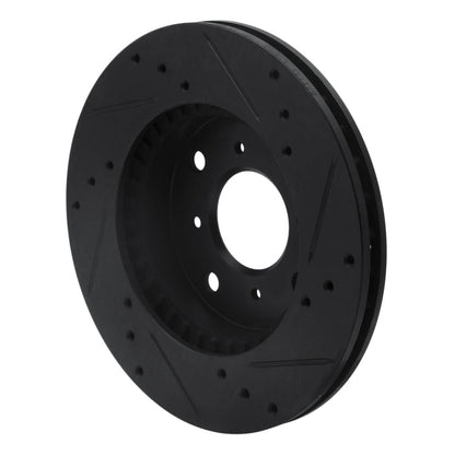 R1 Concepts Front Left Drilled & Slotted Black Brake Rotor for 1992 - 1996 Honda Prelude | rncECB - 59021L - JDMuscleSPK975899