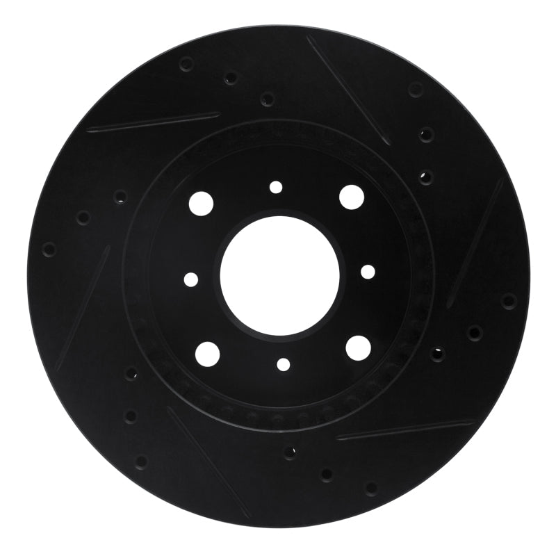 R1 Concepts Front Left Drilled & Slotted Black Brake Rotor for 1992 - 1996 Honda Prelude | rncECB - 59021L - JDMuscleSPK975899