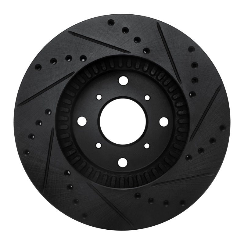 R1 Concepts Front Left Drilled & Slotted Black Brake Rotor for 1992 - 1996 Honda Prelude | rncECB - 59022L - JDMuscleSPK975901