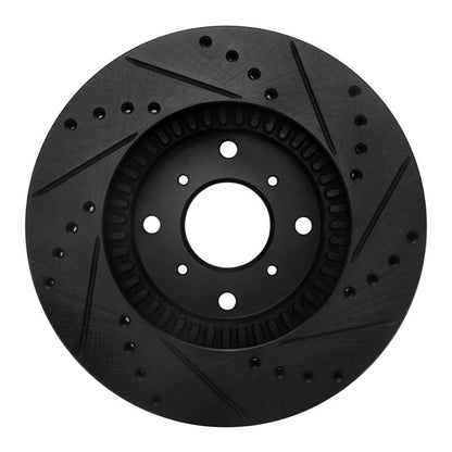 R1 Concepts Front Left Drilled & Slotted Black Brake Rotor for 1992 - 1996 Honda Prelude | rncECB - 59022L - JDMuscleSPK975901