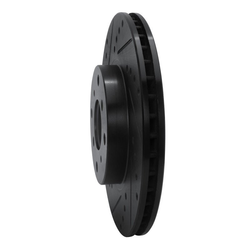 R1 Concepts Front Left Drilled & Slotted Black Brake Rotor for 1992 - 1996 Honda Prelude | rncECB - 59022L - JDMuscleSPK975901