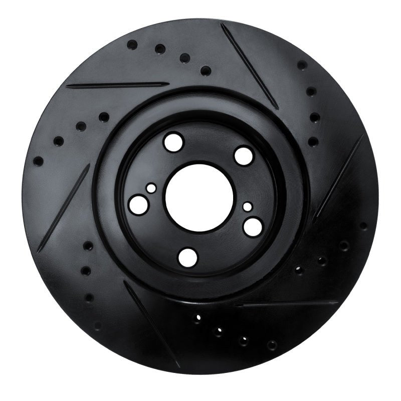 R1 Concepts Front Left Drilled & Slotted Black Brake Rotor for 2009 - 2015 Toyota Corolla (Mexico) | rncECB - 92009L - JDMuscleSPK983876