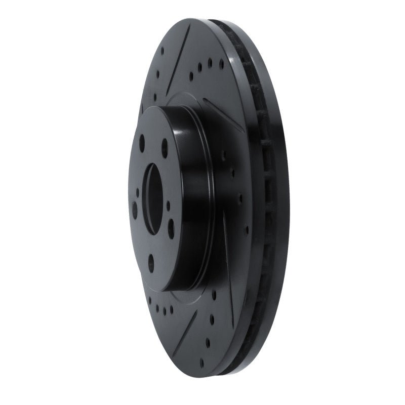 R1 Concepts Front Left Drilled & Slotted Black Brake Rotor for 2009 - 2015 Toyota Corolla (Mexico) | rncECB - 92009L - JDMuscleSPK983876