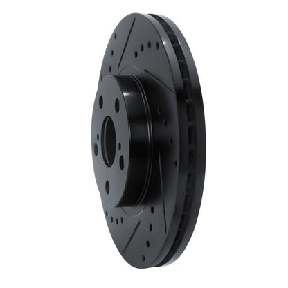 R1 Concepts Front Left Drilled & Slotted Black Brake Rotor for 2009 - 2015 Toyota Corolla (Mexico) | rncECB - 92009L - JDMuscleSPK983876