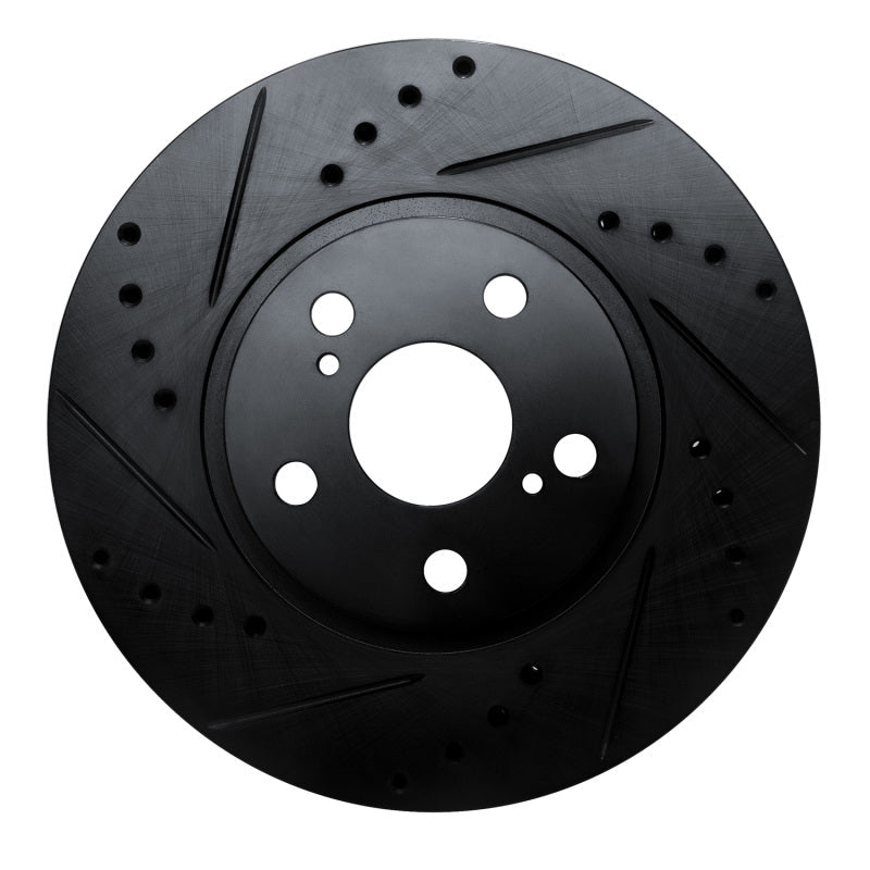 R1 Concepts Front Left Drilled & Slotted Black Brake Rotor for 2009 - 2015 Toyota Corolla (Mexico) | rncECB - 92009L - JDMuscleSPK983876