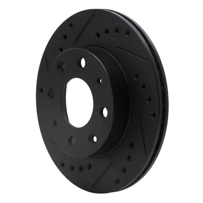 R1 Concepts Front Left Drilled & Slotted Black Brake Rotor for Honda Civic Hatchback (1984 - 2006) | rncECB - 59005L - JDMuscleSPK975877