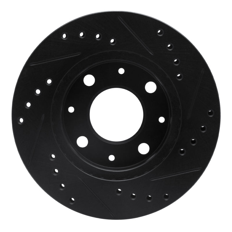 R1 Concepts Front Left Drilled & Slotted Black Brake Rotor for Honda Civic Hatchback (1984 - 2006) | rncECB - 59005L - JDMuscleSPK975877